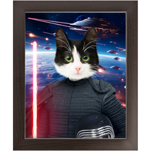 Load image into Gallery viewer, BARK LORD IN SPACE - Kylo Ren &amp; Star Wars Inspired Custom Pet Portrait Framed Satin Paper Print