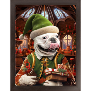 SANTA'S LITTLE HELPER 2 - Christmas Elf Inspired Custom Pet Portrait Framed Satin Paper Print