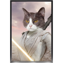 Load image into Gallery viewer, Light Rey - Rey Skywalker &amp; Star Wars Inspired Custom Pet Portrait Framed Satin Paper Print