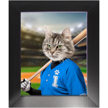 Load image into Gallery viewer, Hard Hitter - Baseball Player &amp; Sports Inspired Custom Pet Portrait Framed Satin Paper Print