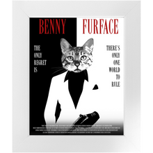 Load image into Gallery viewer, FURFACE Movie Poster - Scarface Inspired Custom Pet Portrait Framed Satin Paper Print