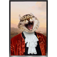 Load image into Gallery viewer, Earl E. Riser - Renaissance Inspired Custom Pet Portrait Framed Satin Paper Print