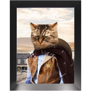 High Loon - Cowboys, Sheriff & Wild West Inspired Custom Pet Portrait Framed Satin Paper Print