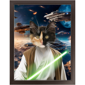 FLUKE CARCHASER IN SPACE - Jedi Luke Skywalker & Star Wars Inspired Custom Pet Portrait Framed Satin Paper Print