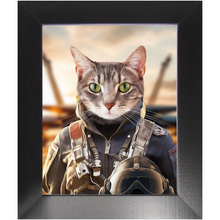 Load image into Gallery viewer, TOP FUN - Air Force Fighter Pilot Inspired Custom Pet Portrait Framed Satin Paper Print