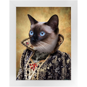 Countess Crows - Renaissance Inspired Custom Pet Portrait Framed Satin Paper Print