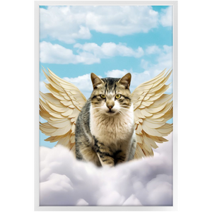 Golden Angel - Heavenly Angels Inspired Custom Pet Portrait Framed Satin Paper Print