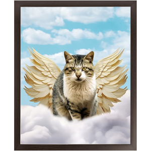 Golden Angel - Heavenly Angels Inspired Custom Pet Portrait Framed Satin Paper Print