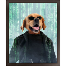 Load image into Gallery viewer, Neo Barksist - The Matrix Inspired Custom Pet Portrait Framed Satin Paper Print