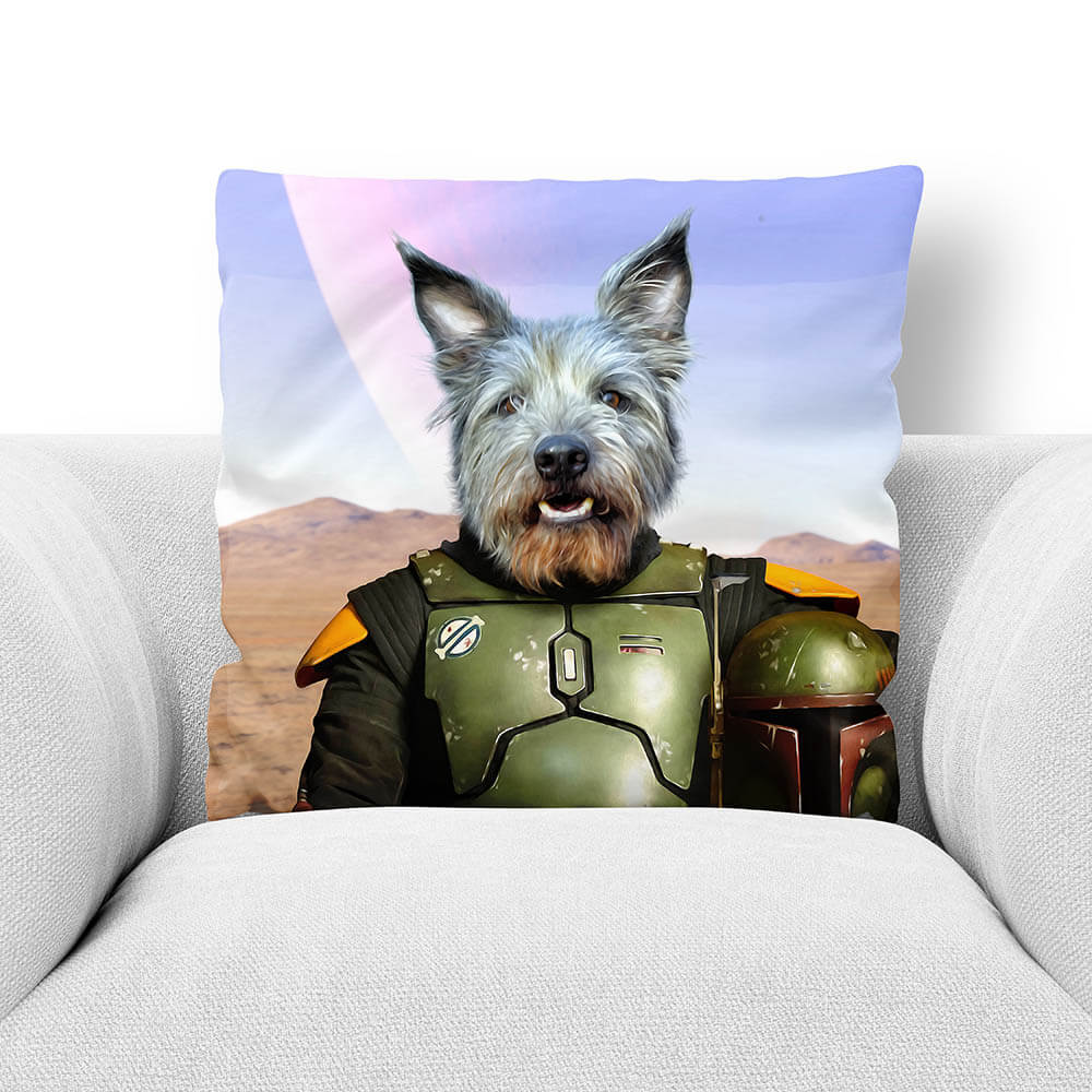 Bob & Fetch- Boba Fett & Star Wars Inspired Custom Pet Portrait Throw Pillow