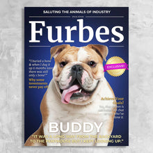 Load image into Gallery viewer, Furbes Magazine Cover Featuring a Dog with imaginary article titles- Personalized Gift for Dog Owners