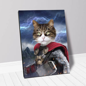 God of Blunder - Thor, Superhero Inspired Custom Pet Portrait Canvas
