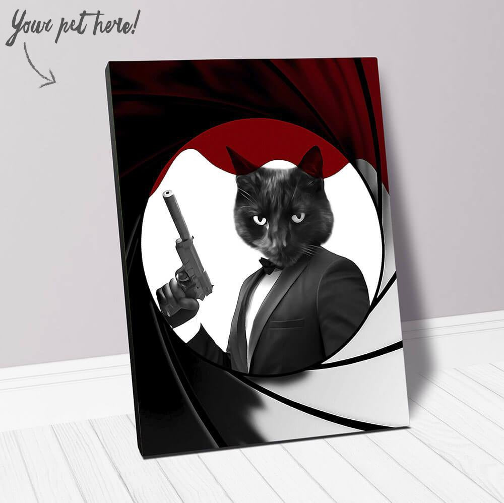 Licence To Chill - James Bond 007 Inspired Custom Pet Portrait Canvas