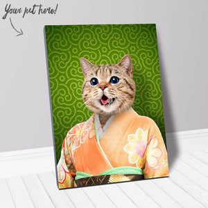 Orenjisan - Japanese Geisha & Kimono Inspired Custom Pet Portrait Canvas