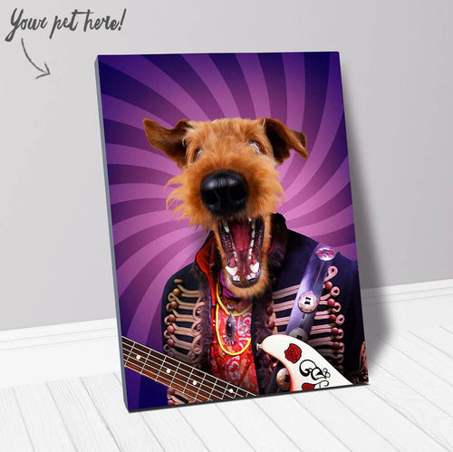 Purple Craze - Jimmy Hendrix, Rock and Roll Inspired Custom Pet Portrait Canvas