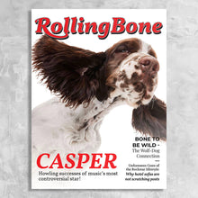 Load image into Gallery viewer, Rolling Bone Magazine Cover Featuring a Dog with imaginary article titles- Personalized Gift for Dog Owners