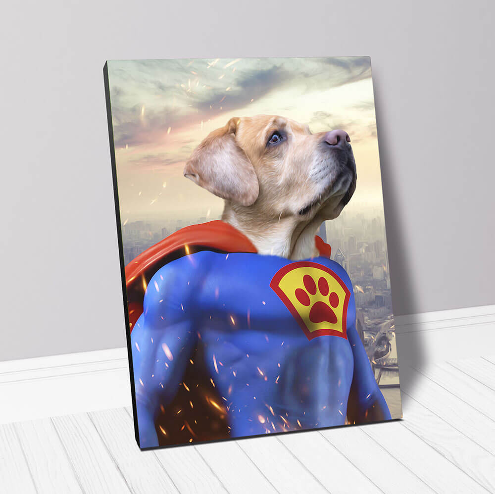 Supermutt - Superman, Superhero Inspired Custom Pet Portrait Canvas