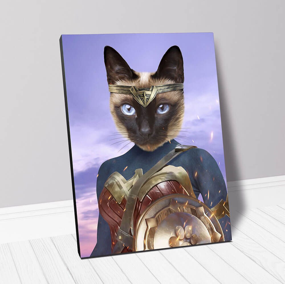 Wonder Wotsup - Wonder Woman, Superhero Inspired Custom Pet Portrait Canvas