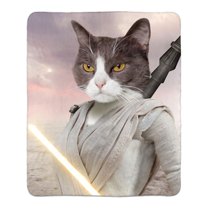 Light Rey - Rey Skywalker & Star Wars Inspired Custom Pet Portrait Fleece Sherpa Blanket