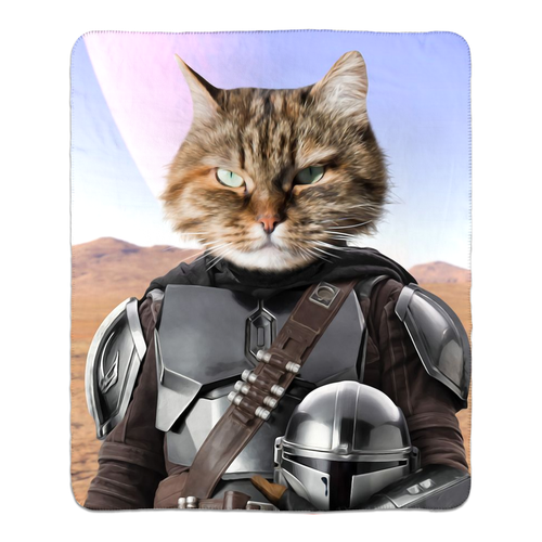 Wanderlorian - Mandalorian & Star Wars Inspired Custom Pet Portrait Fleece Sherpa Blanket